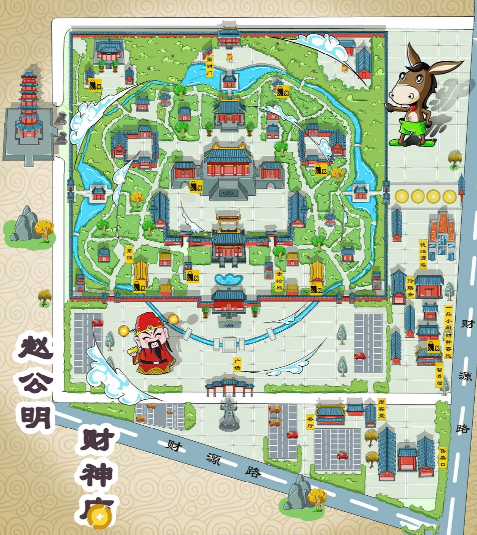 梧州寺庙类手绘地图